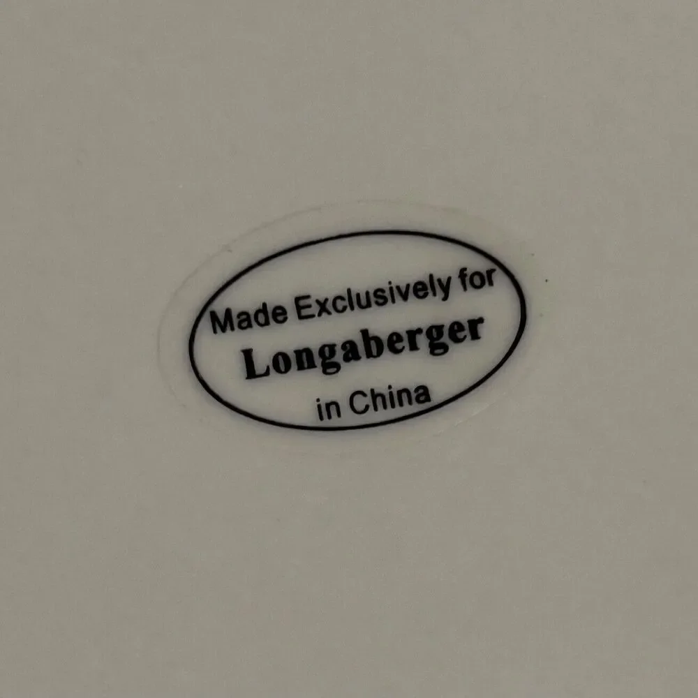 Longaberger Cream Pottery Woven Traditions Rectangle Divided Serving Dish Plate